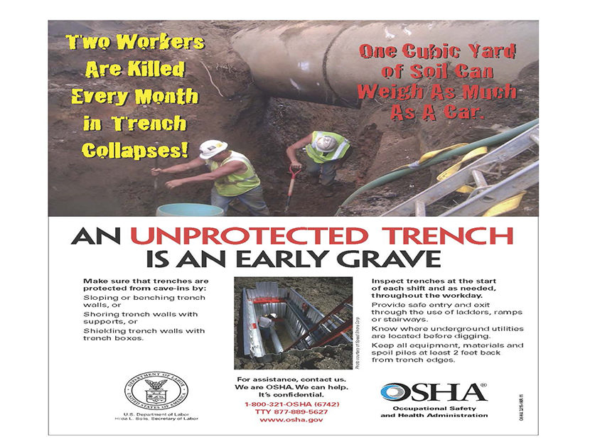 OSHA对承包商罚款95,064美元，原因是工人被埋在沟槽坍塌中